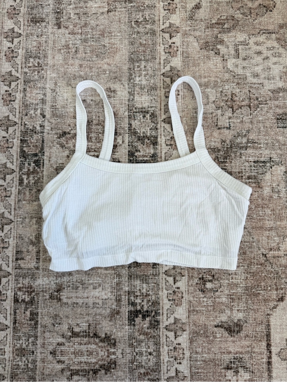 Alo White Ribbed Sports Bra